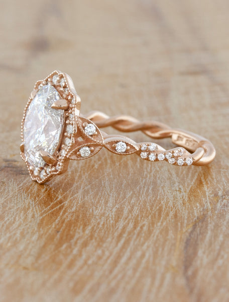 caption:Shown with 2 carat center diamond option in 14k rose gold