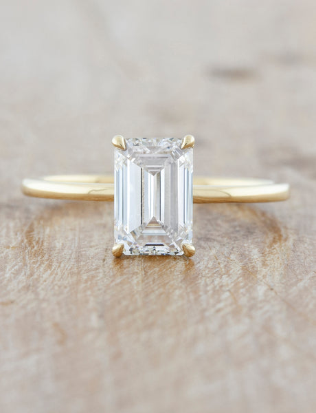 Florina Emerald: Emerald Cut Solitaire Engagement Ring with a Thin Band ...