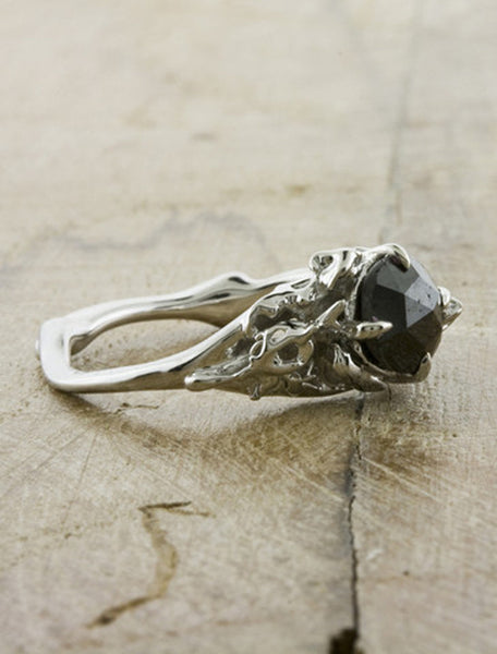 black diamond engagement ring, organic shapes