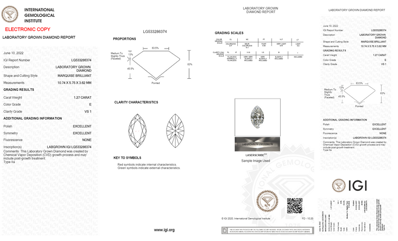Palma - 1.27ct Marquise Lab Grown Diamond
