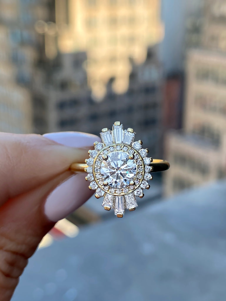 caption:Shown in 14k yellow gold with a 1 carat diamond