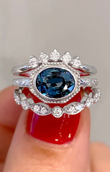 14K Yellow Gold Art Deco Blue Sapphire And Diamond Engagement Ring |  Barkev's
