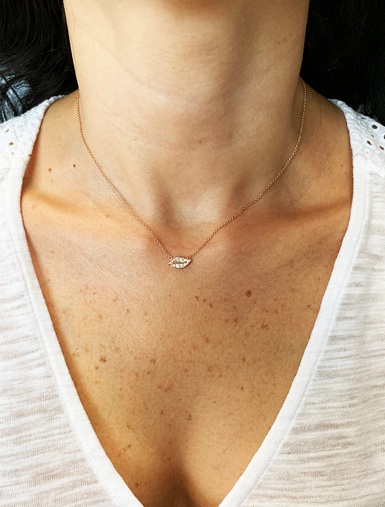Leaf designed diamond necklace on a chain