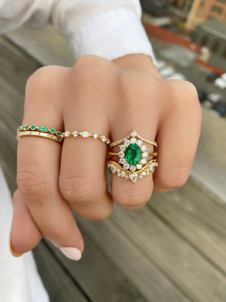 Diamond emerald gold ring Clearance