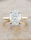 caption:Shown with 2.50ct oval in mixed 14k yellow gold & platinum setting