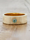 caption:Customized with sapphire (shown in 7mm width in 14k yellow gold)