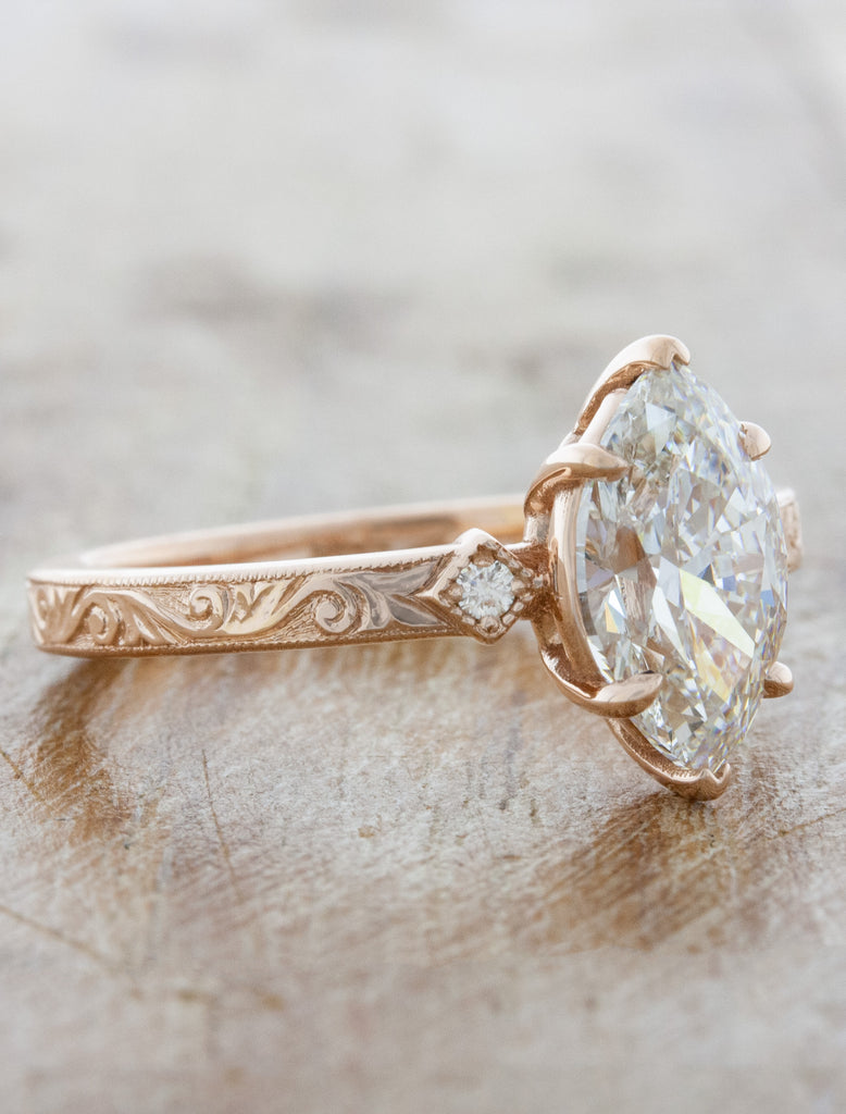 Lola: Vintage-Inspired Filigree Marquise Diamond Engagement Ring | Ken ...