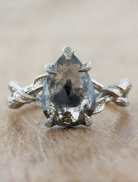 caption:Customized with 2.50ct salt and pepper pear diamond