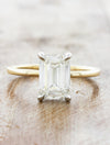 caption:Shown with 2.20ct emerald cut diamond in mixed platinum & 14k yellow gold setting