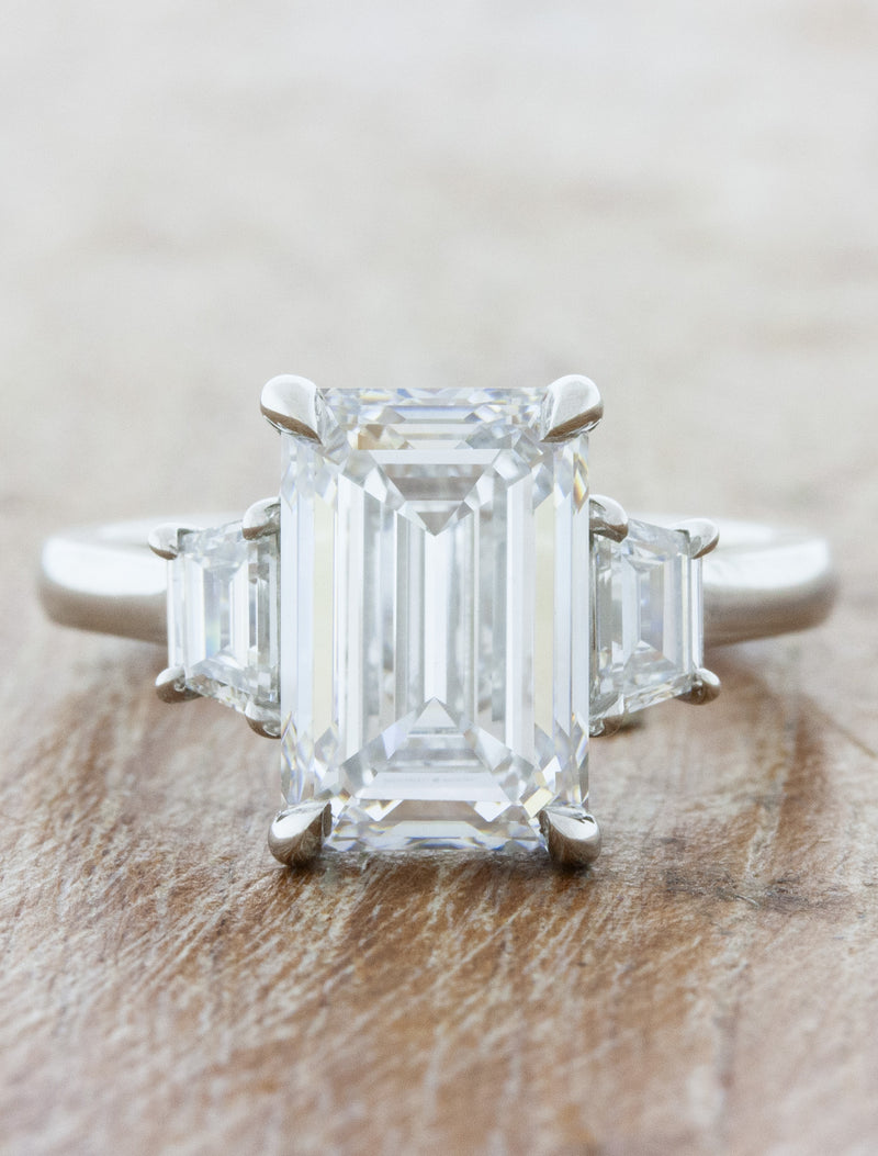 caption:Shown with 3.50ct emerald cut diamond in platinum