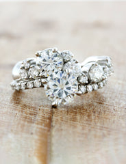 caption:Shown in platinum, paired with Celeste engagement ring