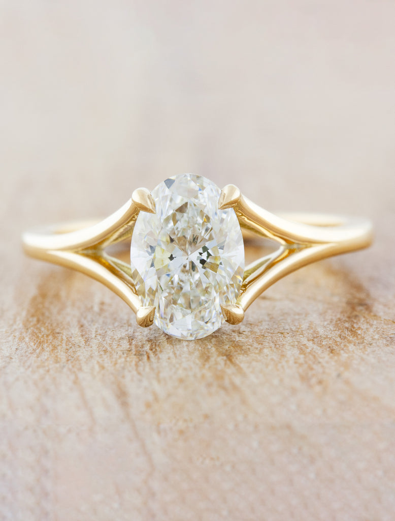 Oval Design Ken Yellow Dana Engagement Gold Mylex: & | Diamond in Split-Shank 14k Ring