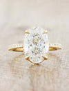 caption:Shown with 3ct oval diamond in 14k yellow gold