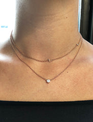 caption:Shown with a 0.10ct diamond.  Styled with the Naya necklace 
