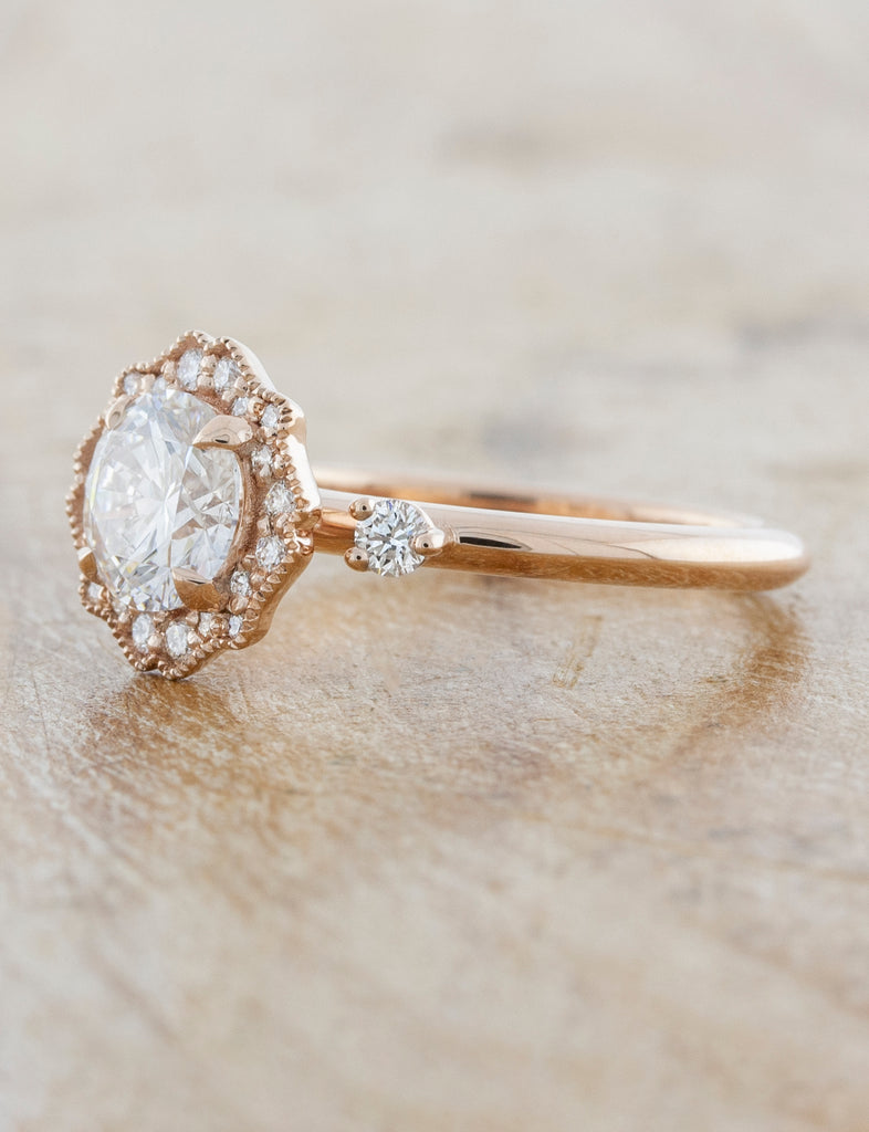 caption:Shown in 14k rose gold with 1ct center diamond