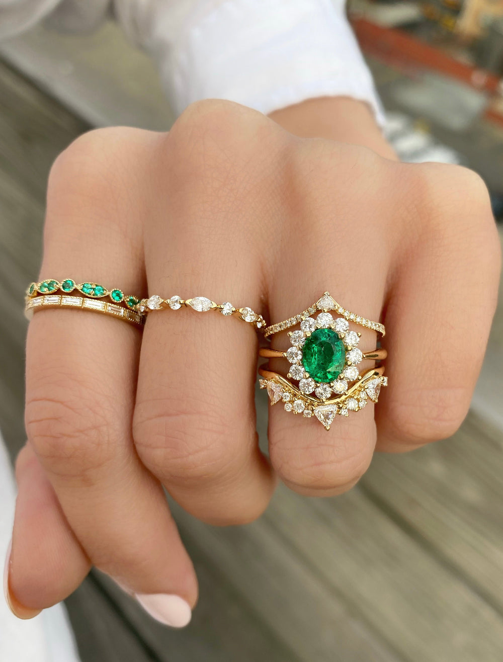Olevia: Emerald halo engagement ring | Ken & Dana Design