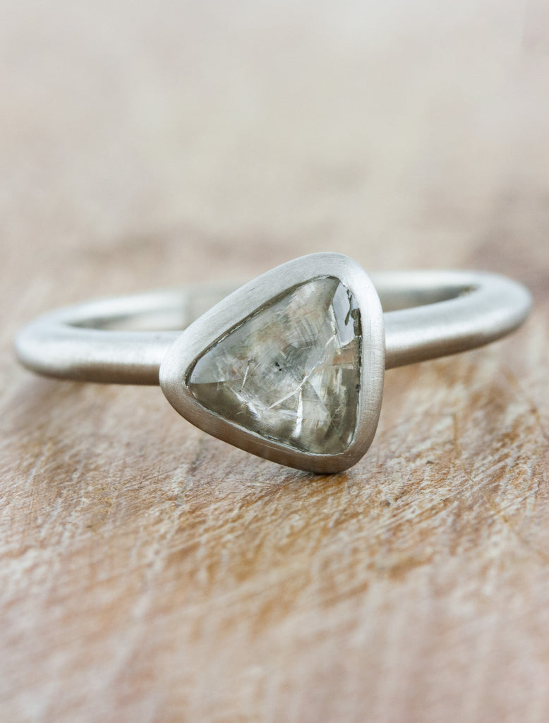 1.02 ct Natural gray white black Raw Rough Uncut diamond ring 925 fine  silver NR | eBay