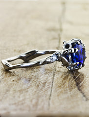 ceylon sapphire engagement ring, organic shaped band