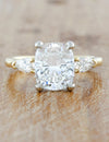 caption:Shown with 2.5ct cushion cut diamond in mixed 14k yellow gold & platinum setting