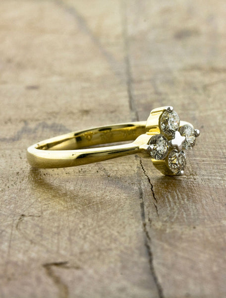 Multi Stone Yellow Gold Engagement Ring