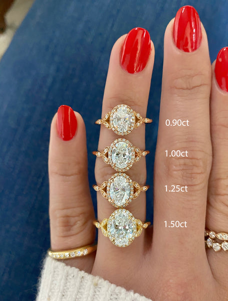 Rachael: Oval Diamond Rose Gold Engagement Ring | Ken & Dana Design Lab Grown Diamond / 0.90ct Oval E VS2 / 14K Yellow Gold (Recycled)