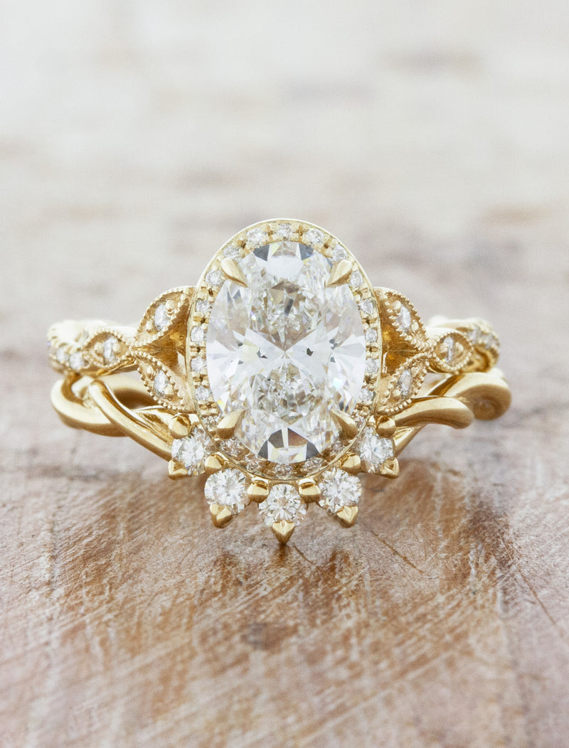 caption:Stacked with Rachelle-Diamond engagement ring