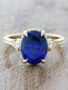 caption:Shown with 3.70ct blue sapphire in 14k yellow gold