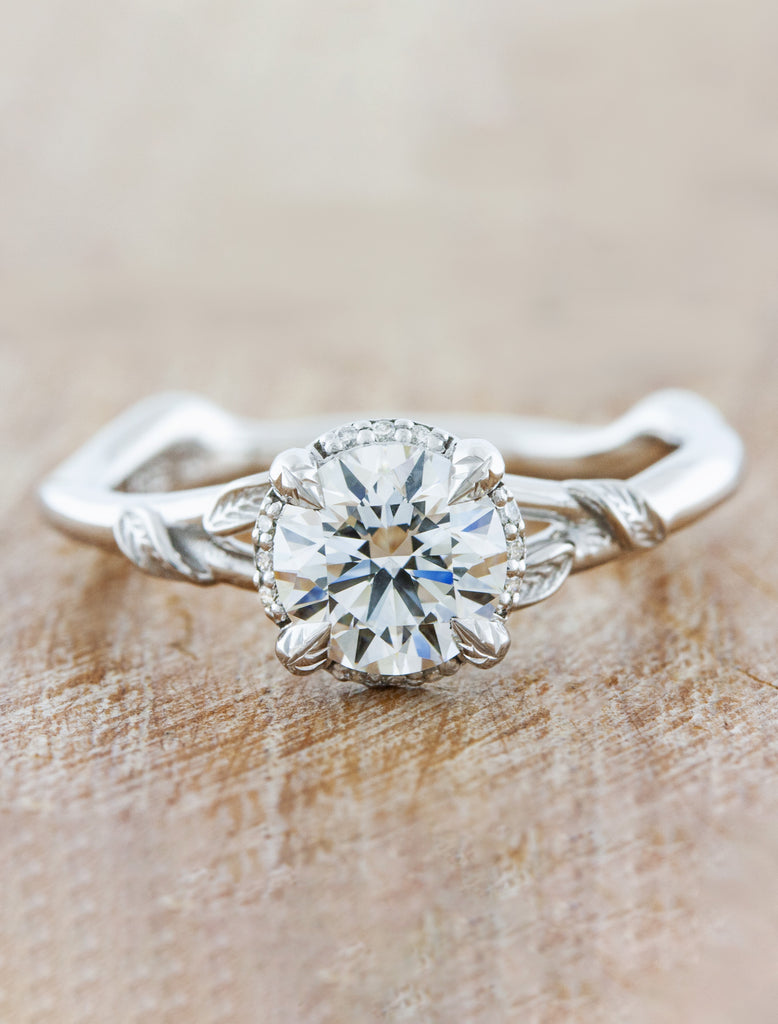 Sarita: Nature Inspired Halo Engagement Ring | Ken & Dana Design