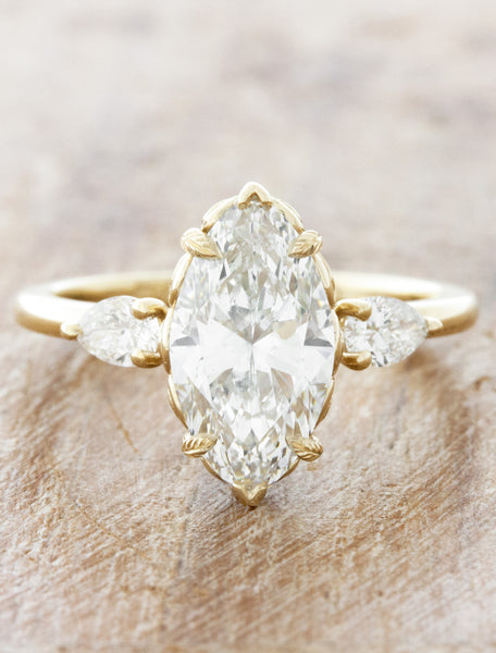 Marquise Cut Lab Grown Diamond Engagement Ring Rose Gold Halo Ring | La  More Design