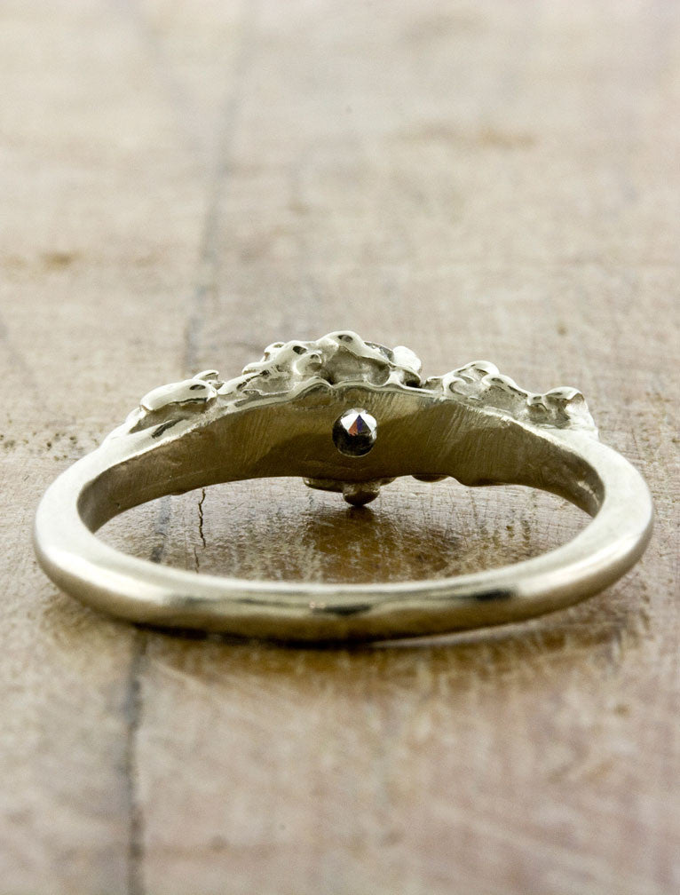 organic sculptural diamond engagement ring - white gold