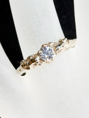 organic sculptural diamond engagement ring - rhodium plated