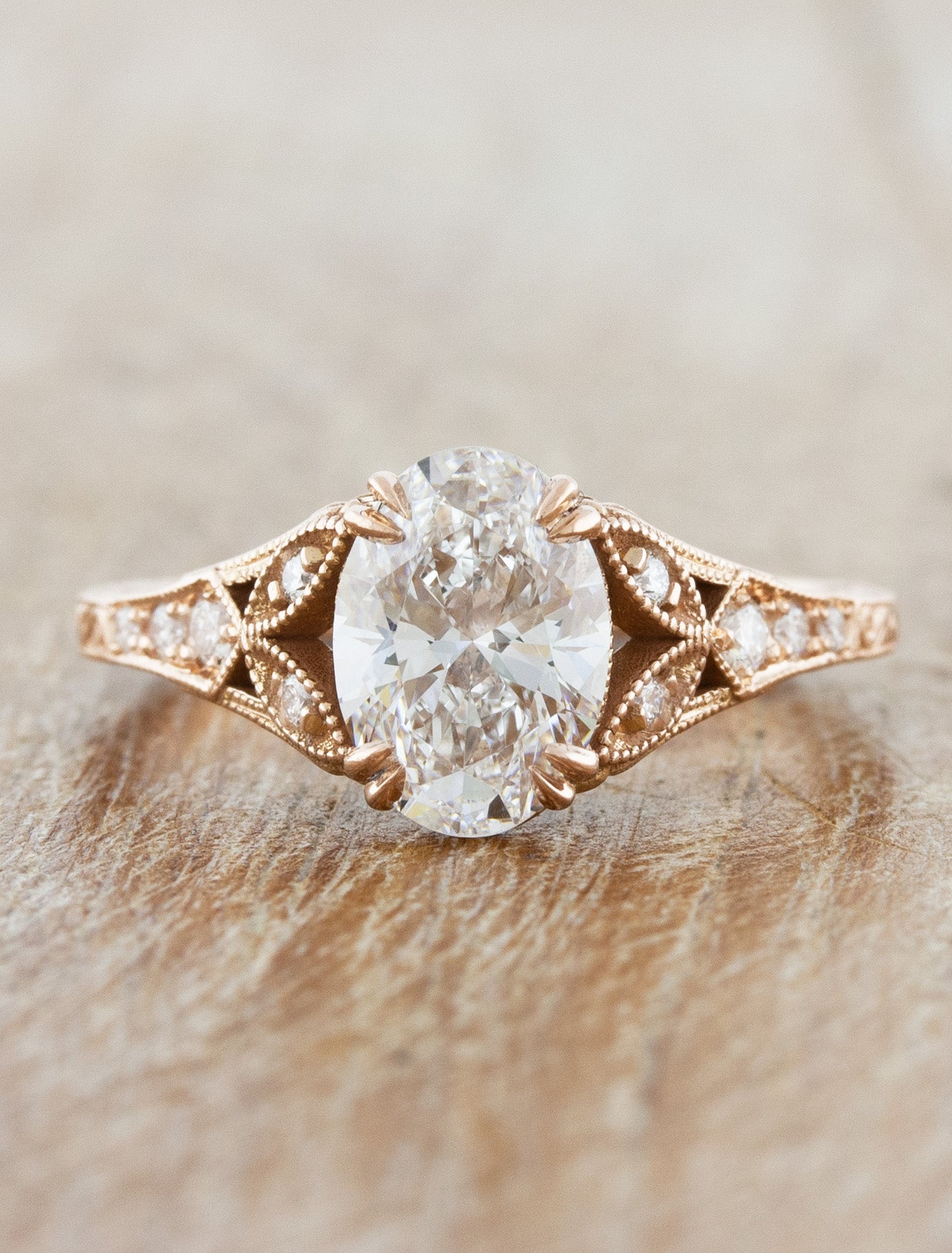 Skyla: Vintage Inspired Oval Diamond Filagree Detailed Engagement