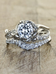Nature inspired engagement ring - Sundara caption:Sundara 1.00ct. 14k White Gold paired with Bliss wedding band