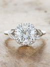 caption:Shown with 3ct cushion cut diamond in 14k white gold