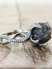 Nature Inspired Rough black Diamond Engagement Ring