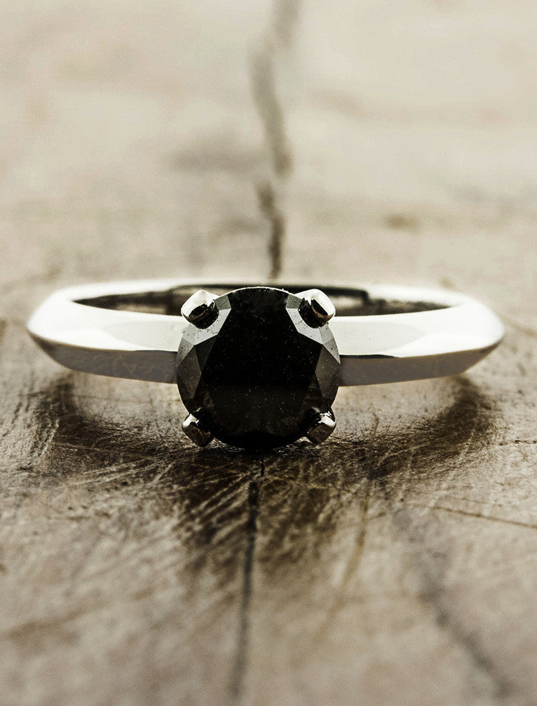 Black Diamond Solitaire Engagement Ring