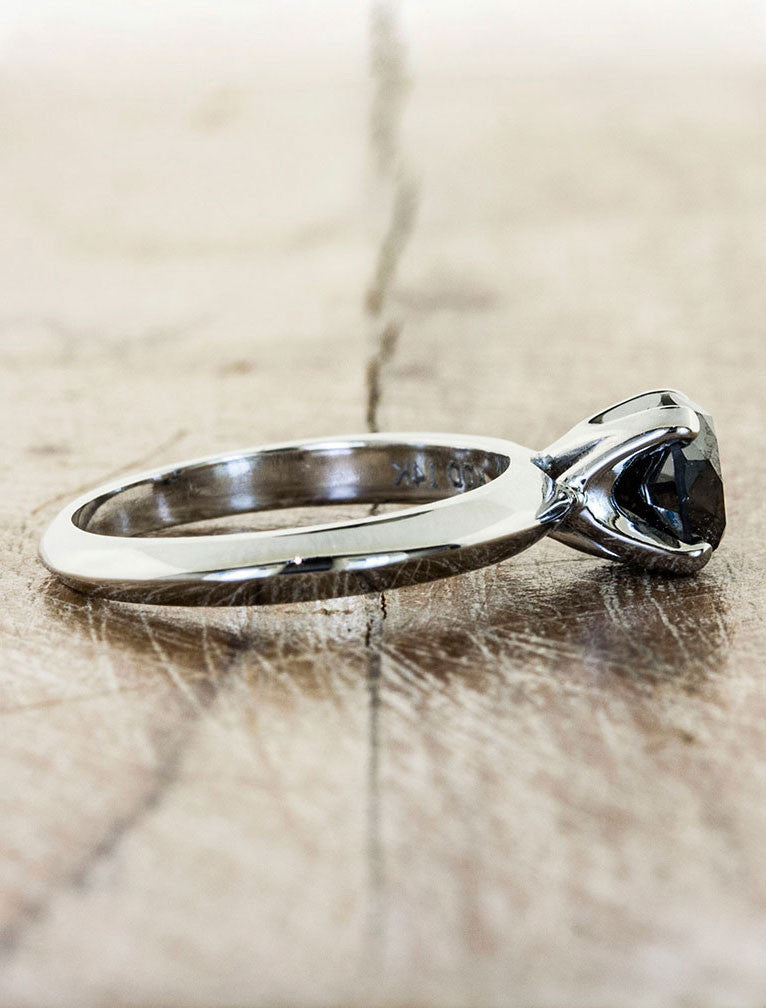 Black Diamond Solitaire Engagement Ring