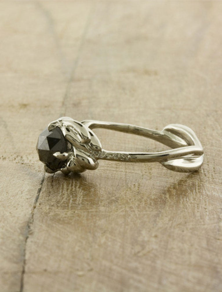 Black Diamond Nature Inspired Engagement Ring
