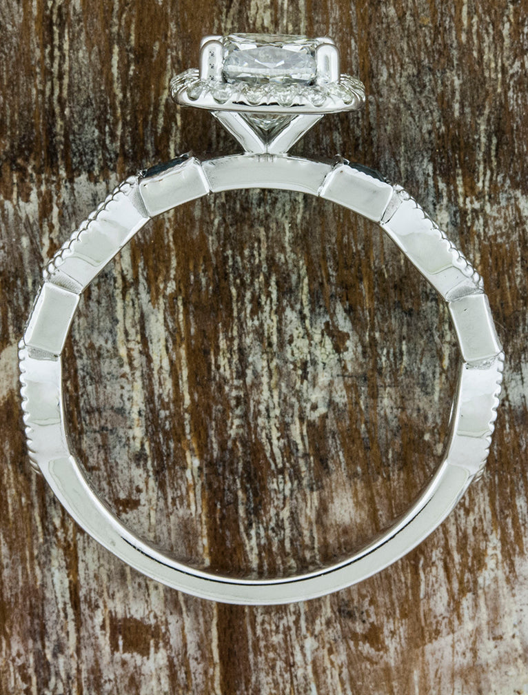 Vintage Inspired Cushion Cut Diamond Engagement Ring