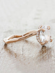 Rose Cut Diamond Halo Nature Inspired Engagement Ring