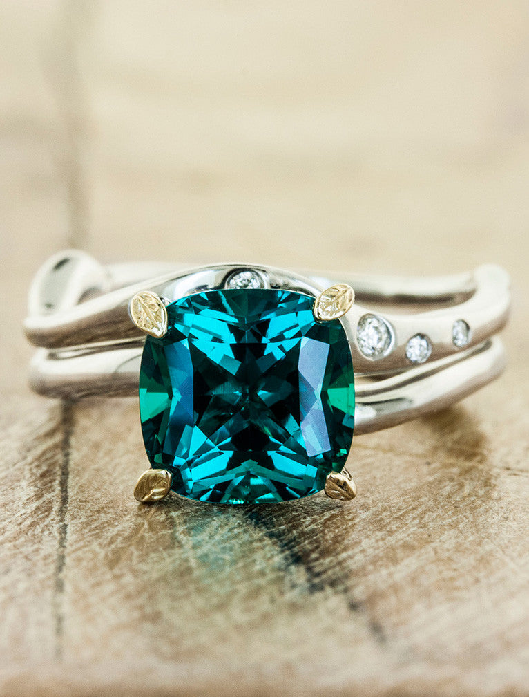 Nicci: Cushion Cut Emerald, Asymmetrical Wave Band | Ken & Dana – Ken ...