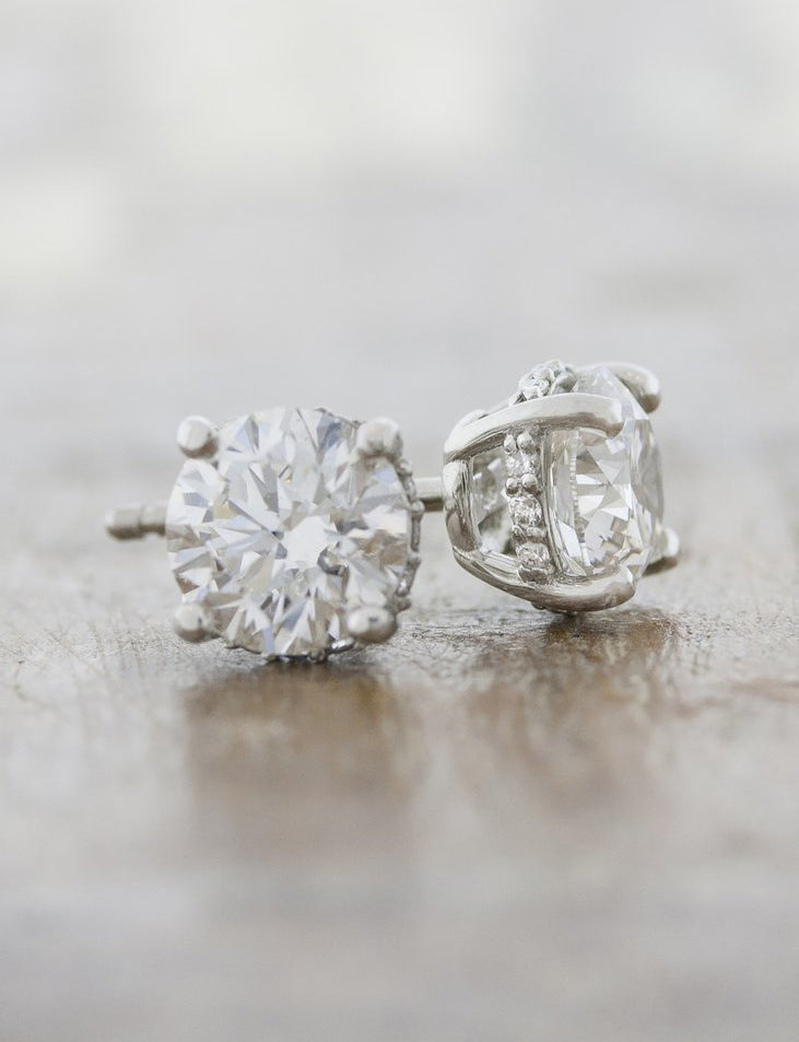 caption:Shown with 0.80ct round diamond in each earring in platinum