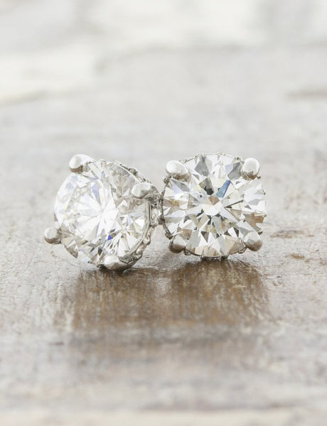 Art Deco Platinum Diamond Earrings - Attos Antique & Estate Jewelry