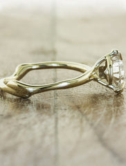 Nature inspired pear shaped diamond engagement ring