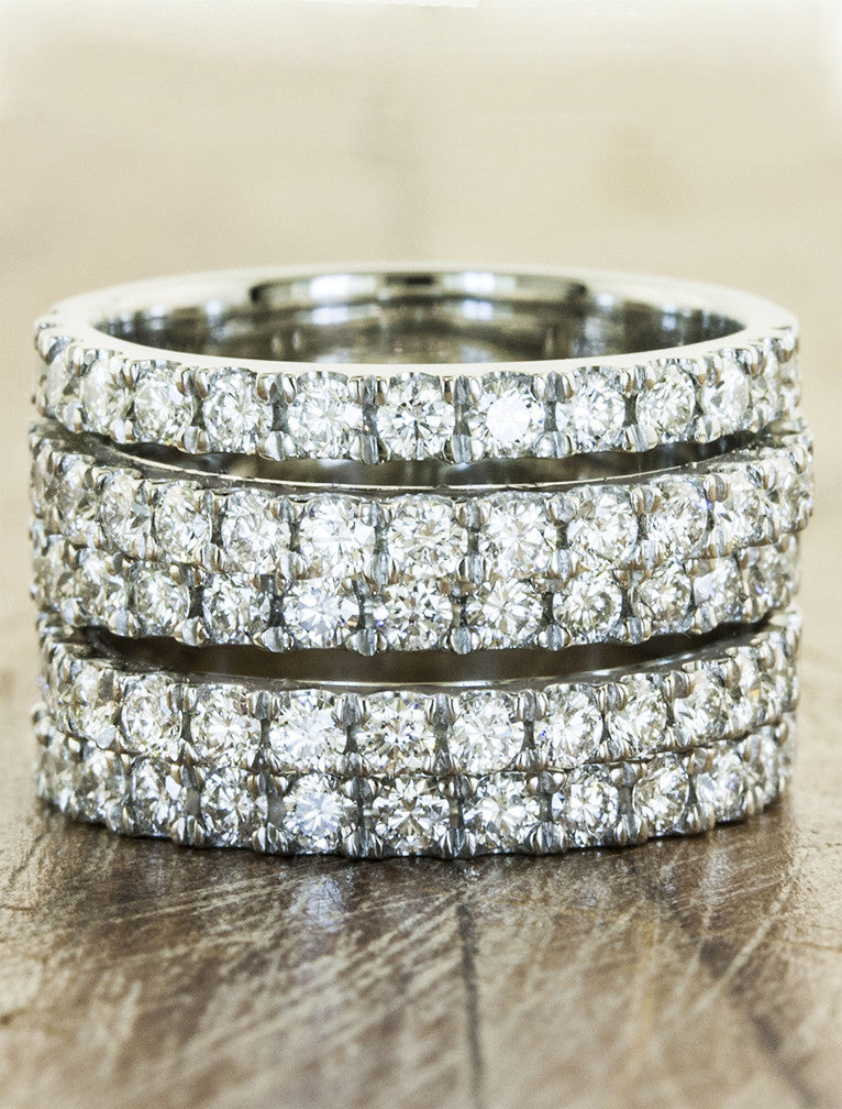 multiple diamond band wedding ring