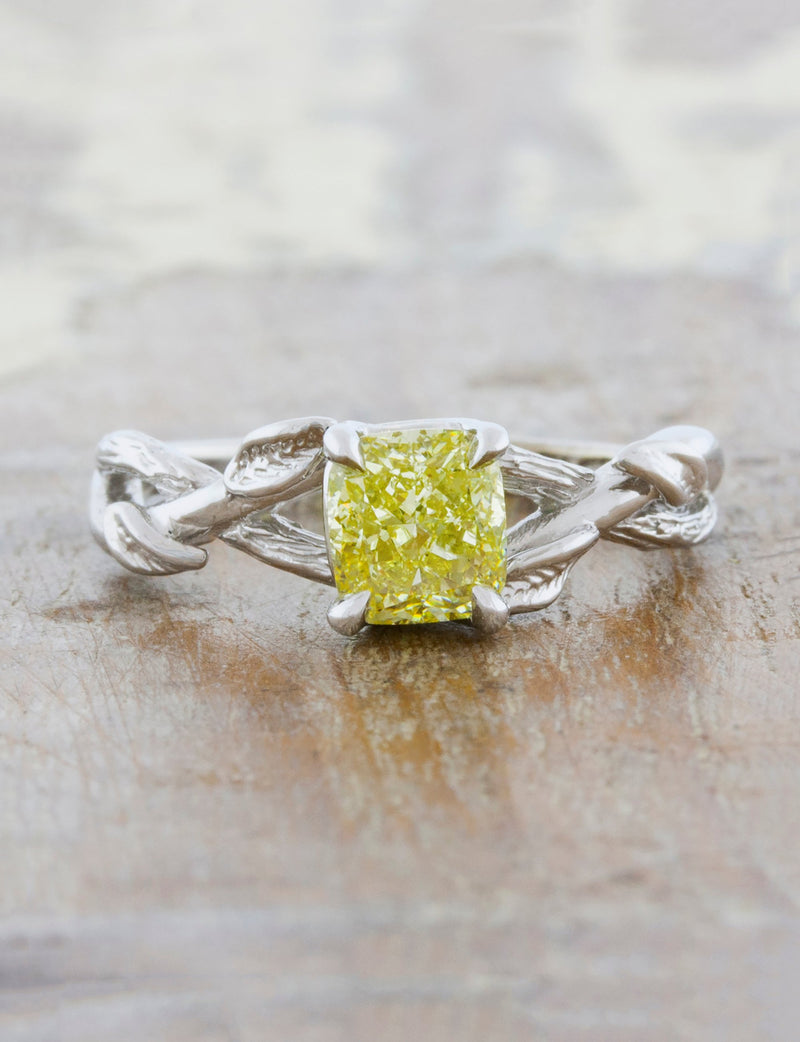 caption:Customized with cushion cut yellow diamond