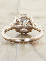 delicate unique halo cushion cut diamond engagement ring