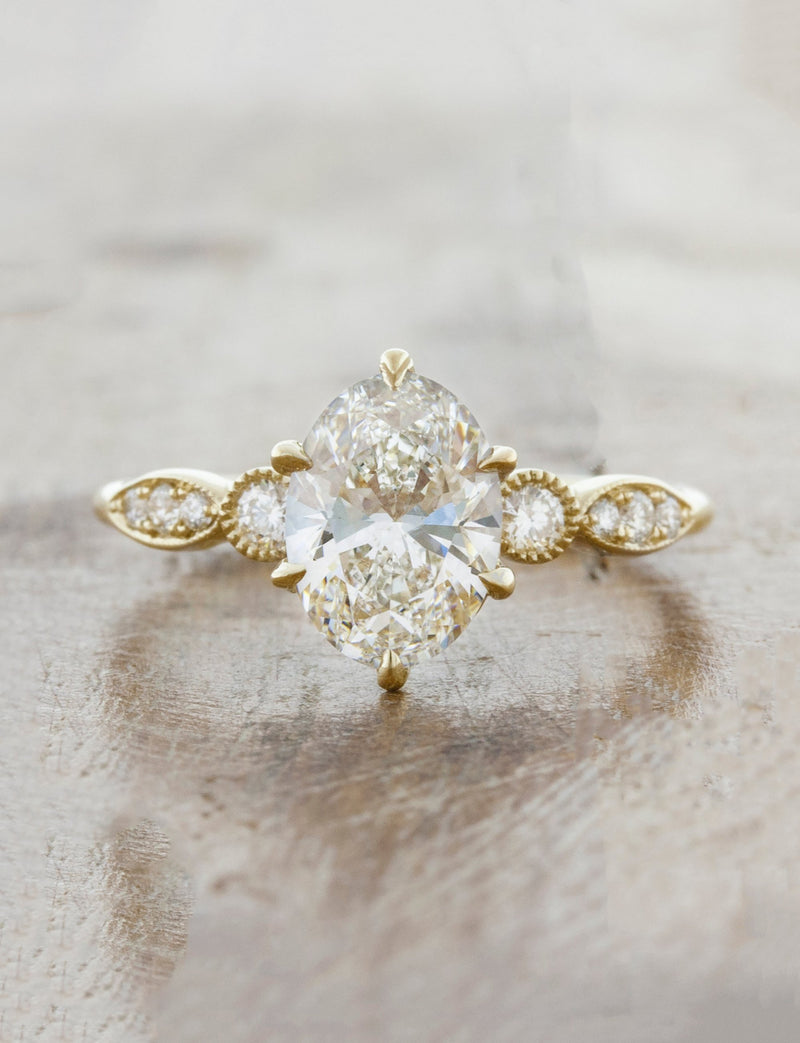 caption:Shown with 1.5ct center diamond option in 14k yellow gold