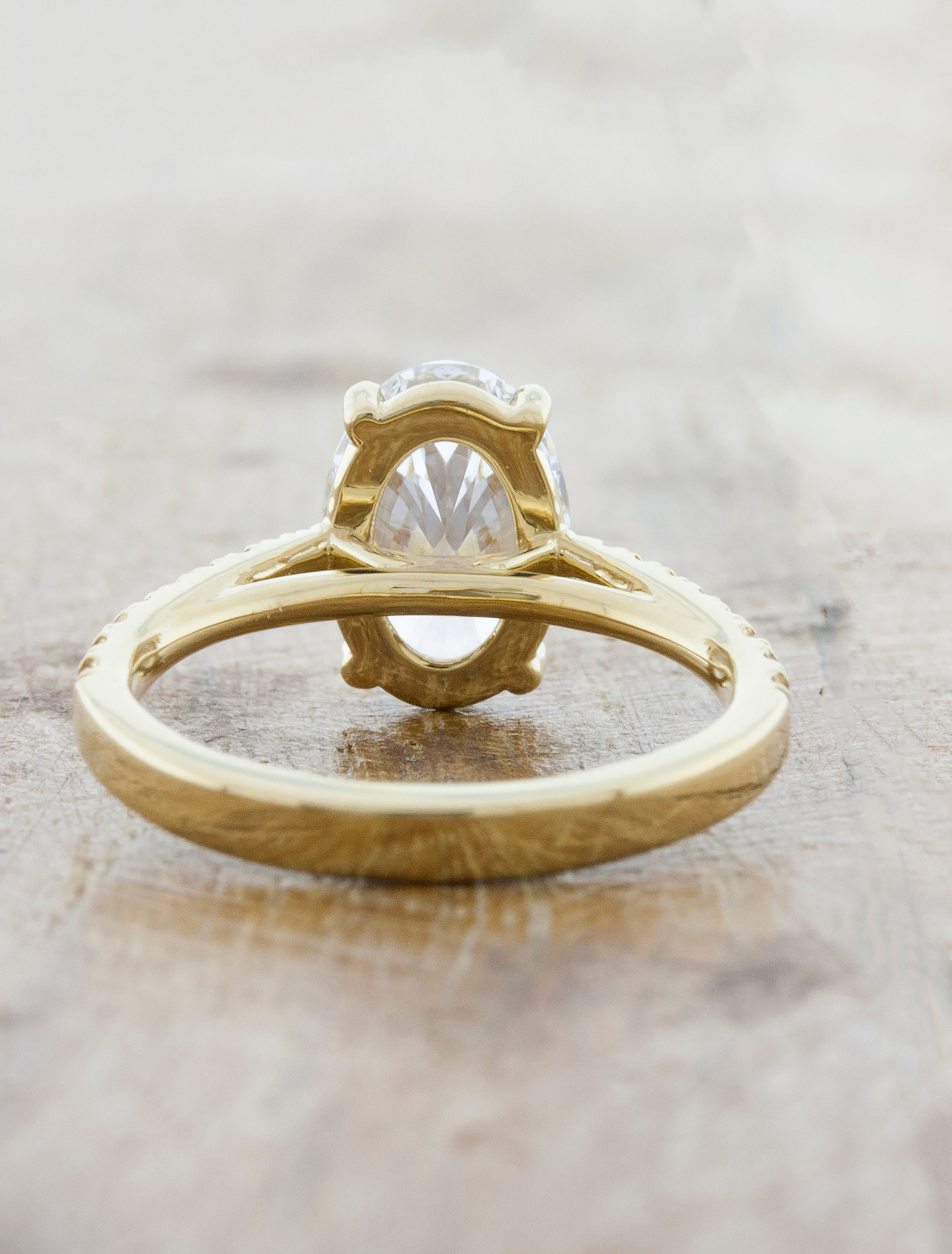 Adelane: Cathedral-Set Oval Diamond in Tapered Band Ring | Ken & Dana