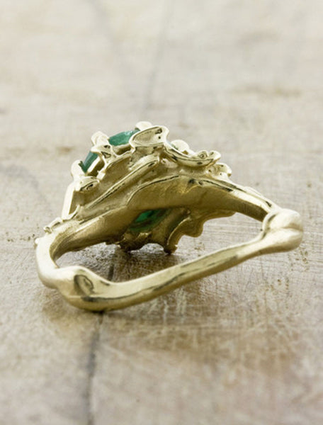 Unique Engagement Rings by Ken & Dana Design - Colette Emerald back view
